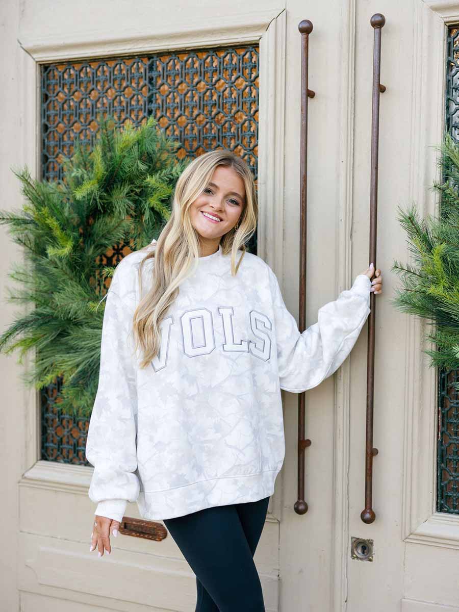 VOLS cream camo mock neck top