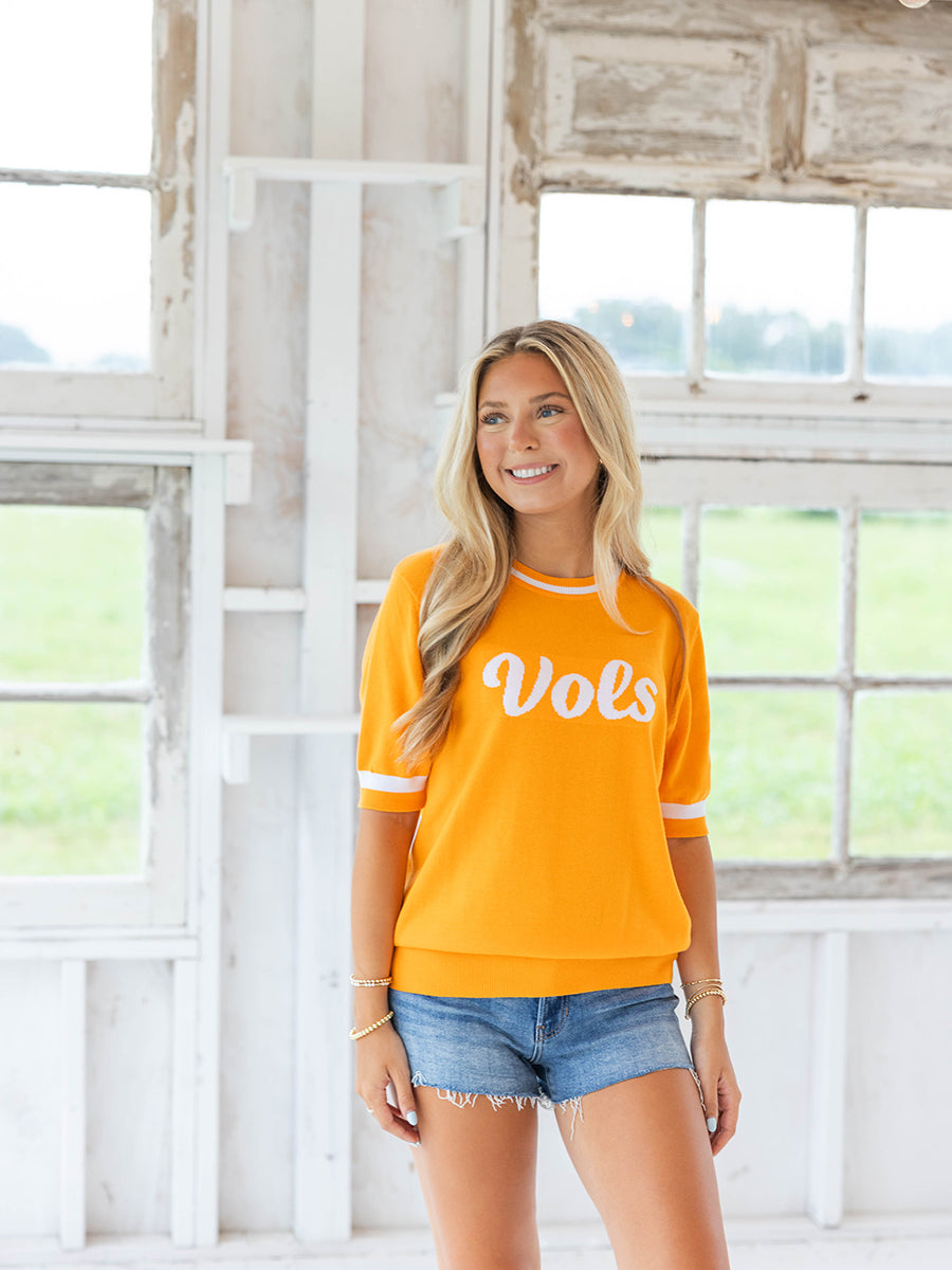"Vols" Orange Short-Sleeve Sweater