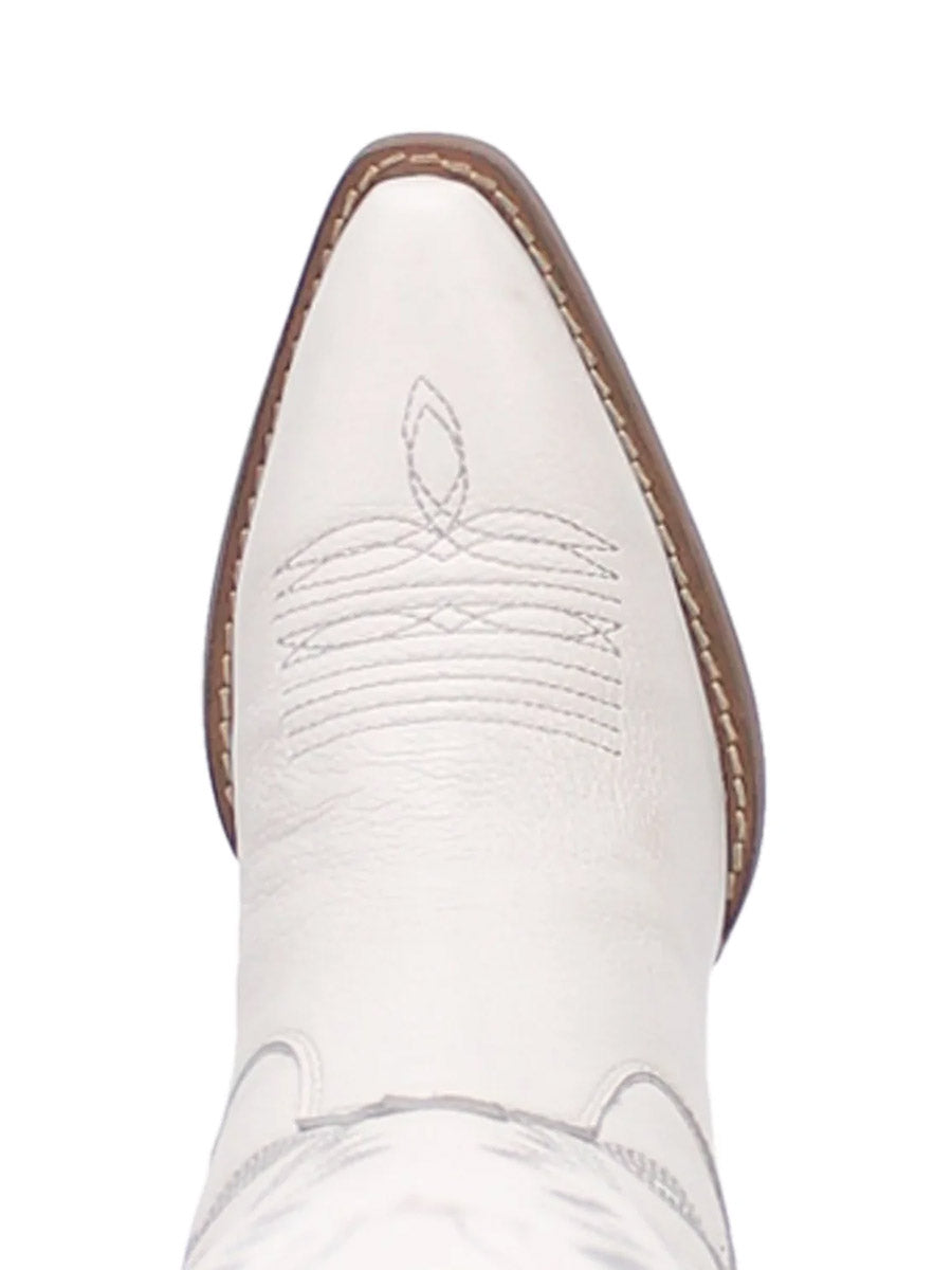 Women's White Leather Western Boot