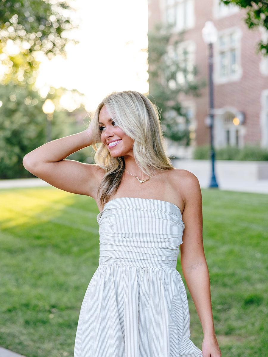 Striped Strapless Maxi Dress