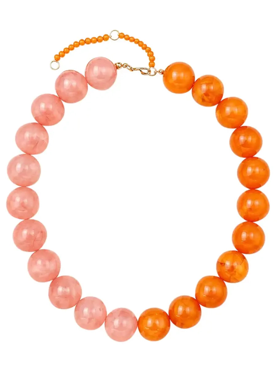 Orange and Pink Bead Necklace