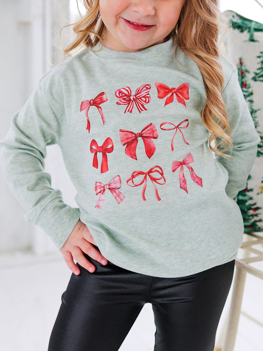 Kids Christmas Red Bows Sweatshirt